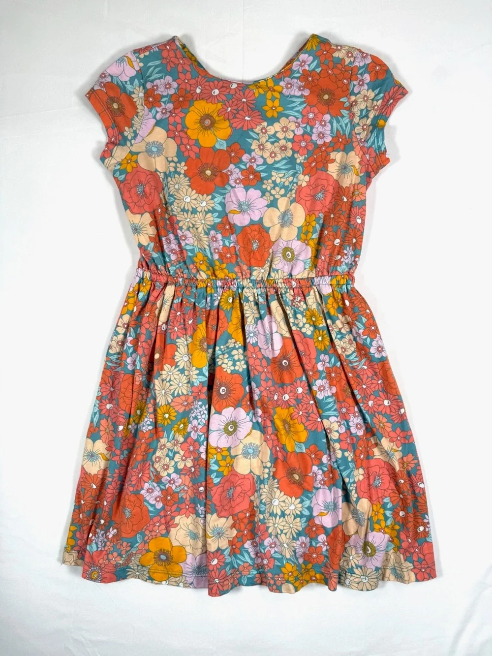 CARTER’S KID Girls Floral Dress Size 12/12A Boho Cotton Short Sleeve Spring